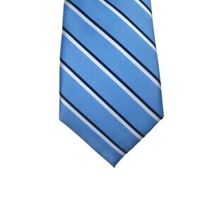 Club Room Tie Mens OS Light Blue Striped Polyester Woven Classic Necktie‎ New